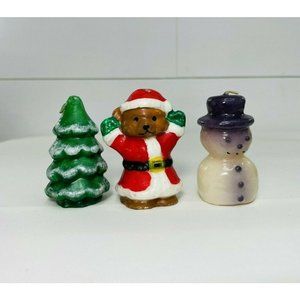 Vintage Christmas Wax Candles Snowman Tree Bear